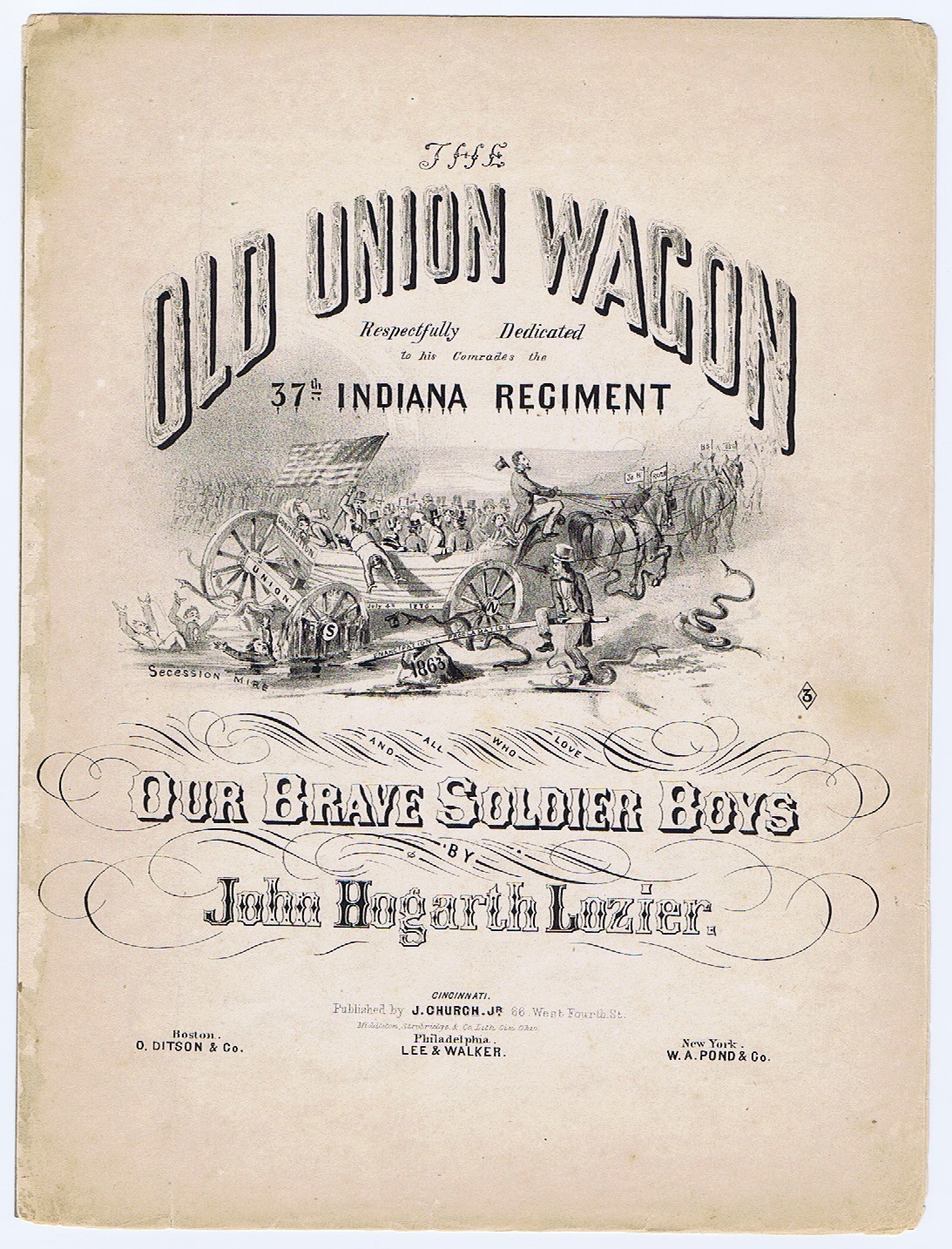 The Old Union Wagon - Abe Lincoln -  1863 - Emancipation! - mire of secession!