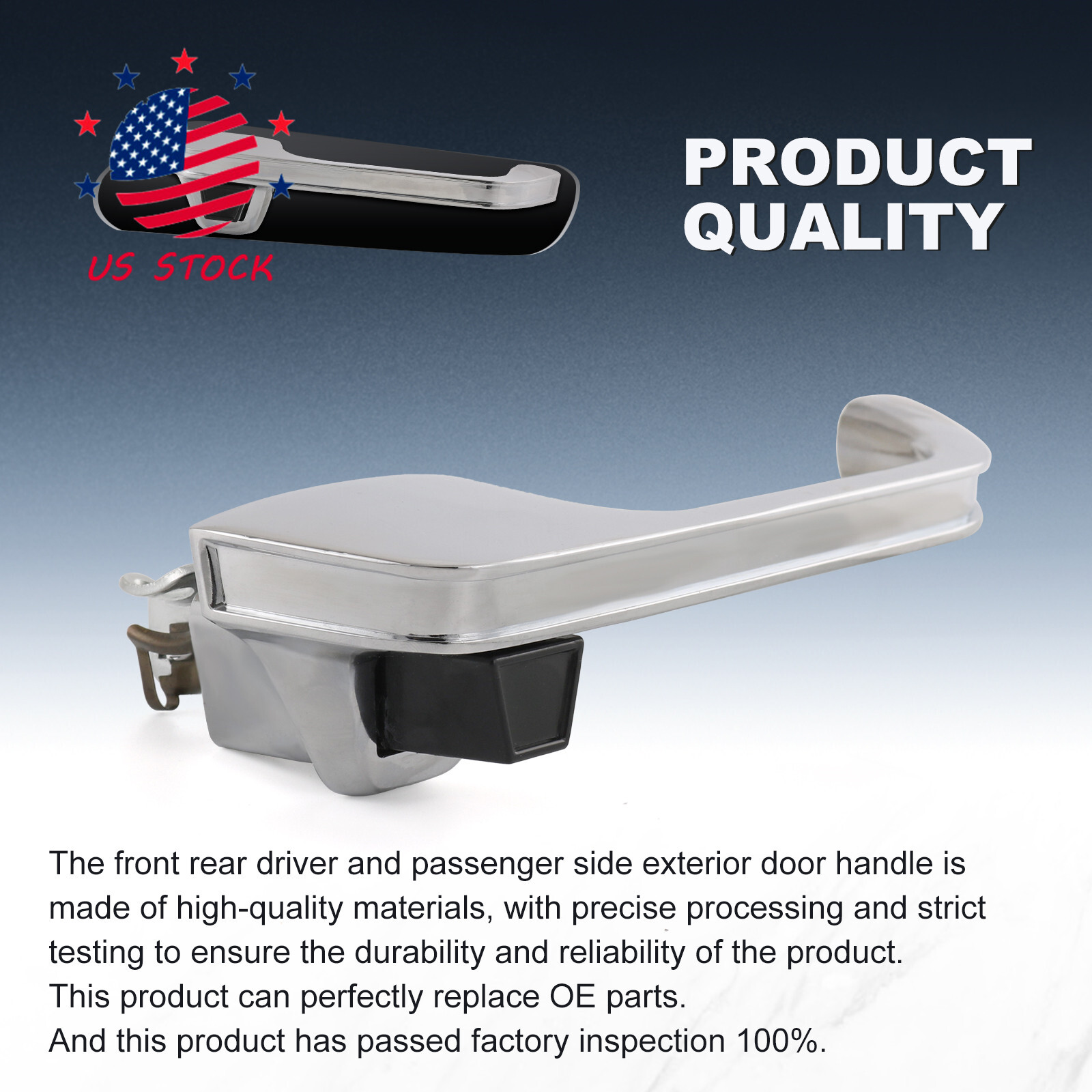 Set 2× Chrome Outer Outside Exterior Door Handle Pair for Chevy GMC Pickup Truck