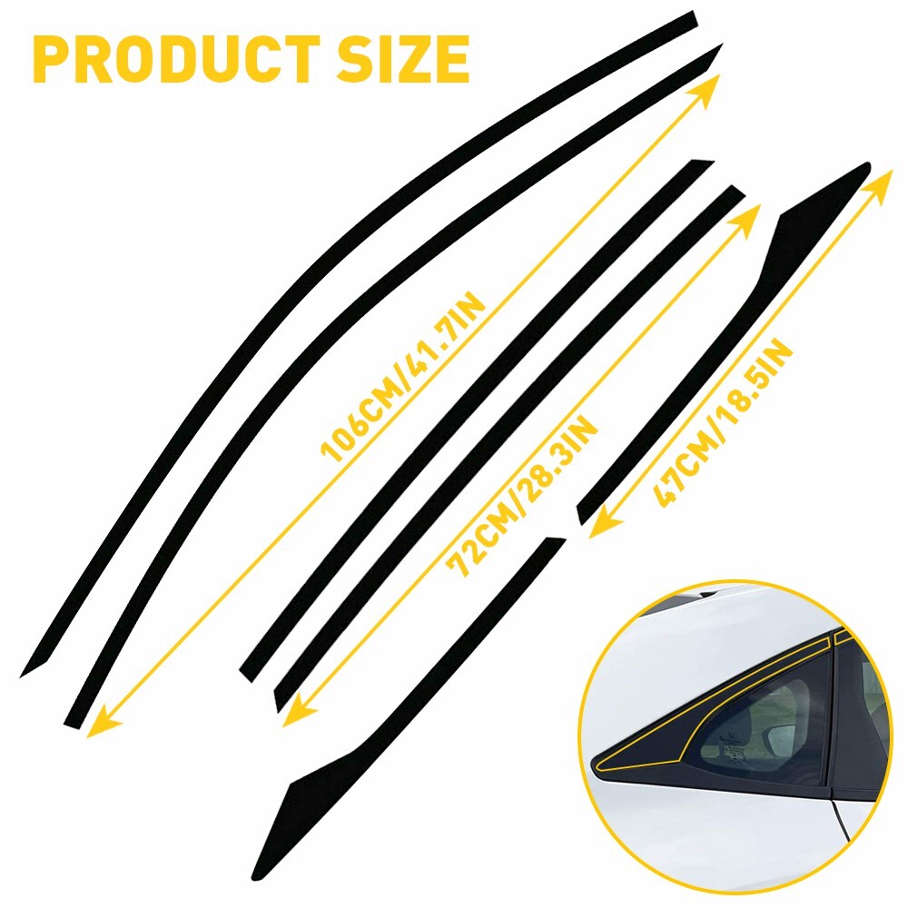Chrome Delete Blackout Overlay for 2016-21 Honda Civic Sedan Window Trim BLACK