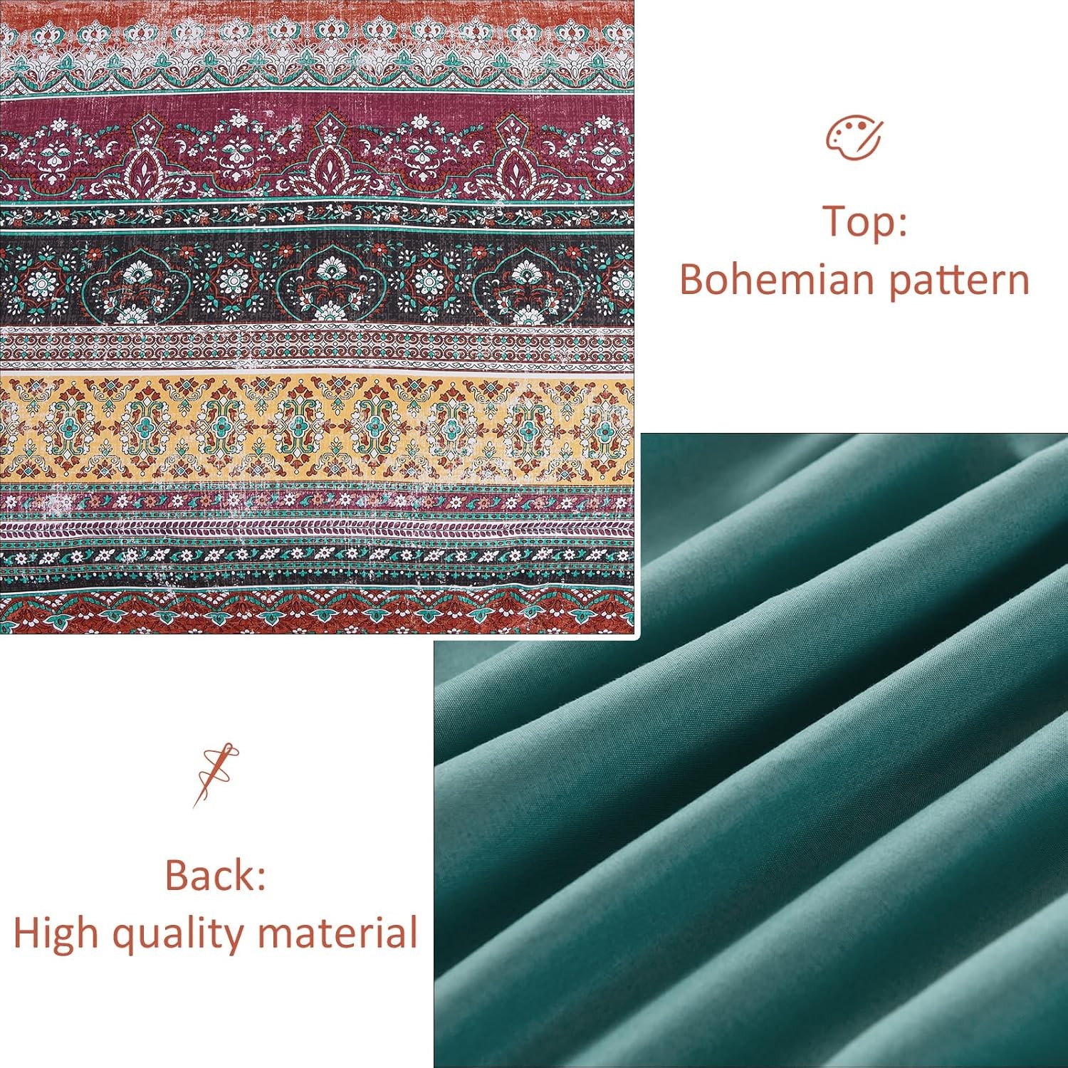 Boho Comforter Set Paisley Floral Striped Microfiber All Seasons 8-Pcs in a Bag