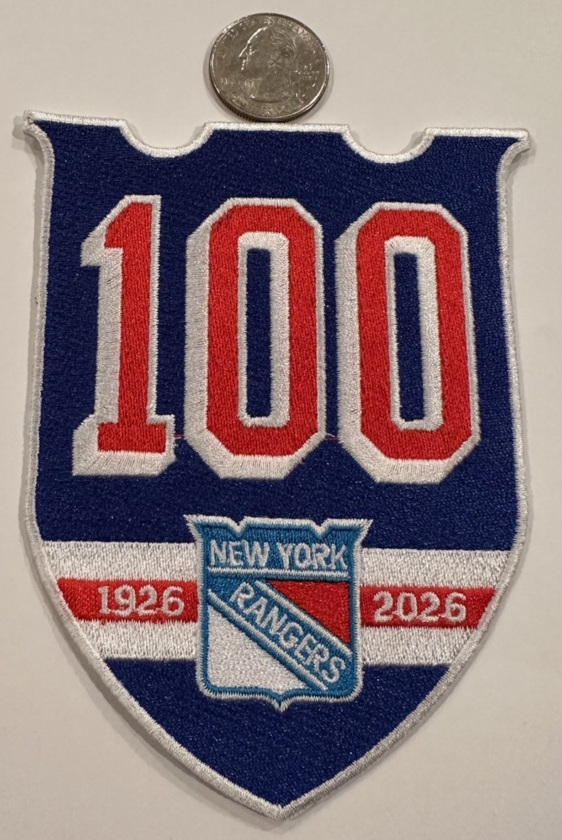 NEW YORK RANGERS 100 YEAR ANNIVERSARY EMBROIDERED IRON ON PATCH 5”x 3.5” WOW!!