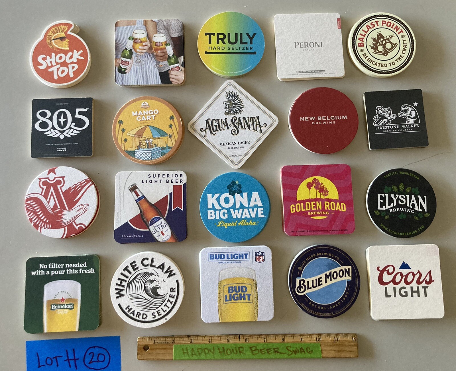 🔥New 20 Mix Beer Bar Coasters coaster Lot H Bluemoon Stella Mango Cart Kona 805