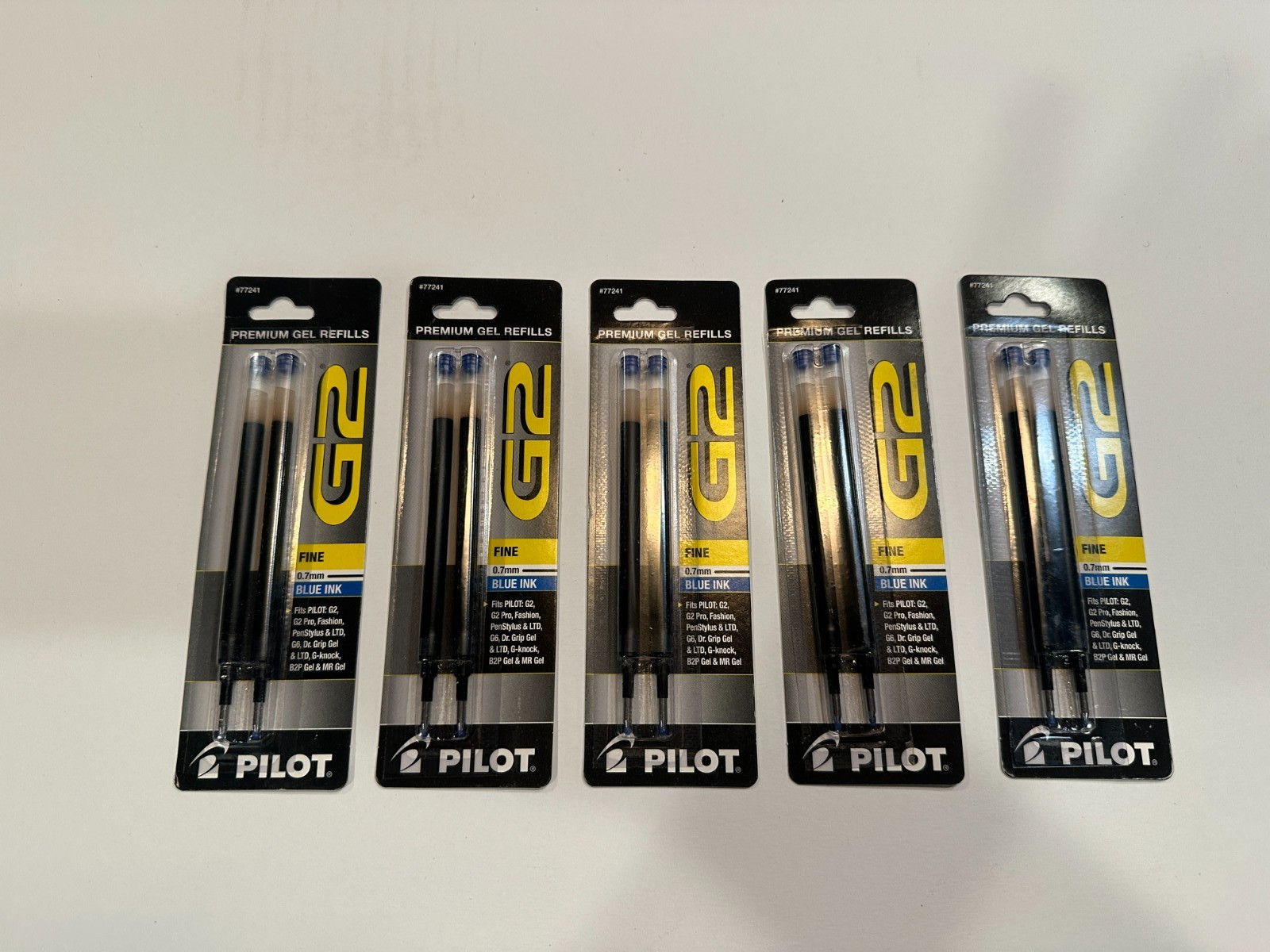 5- Pack PILOT G2 Premium Gel Refills - Blue Fine 0.7mm