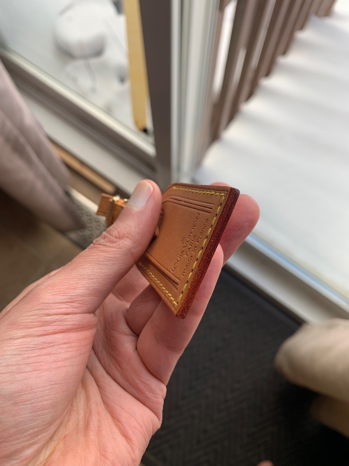 Authentic Louis Vuitton leather luggage tag !