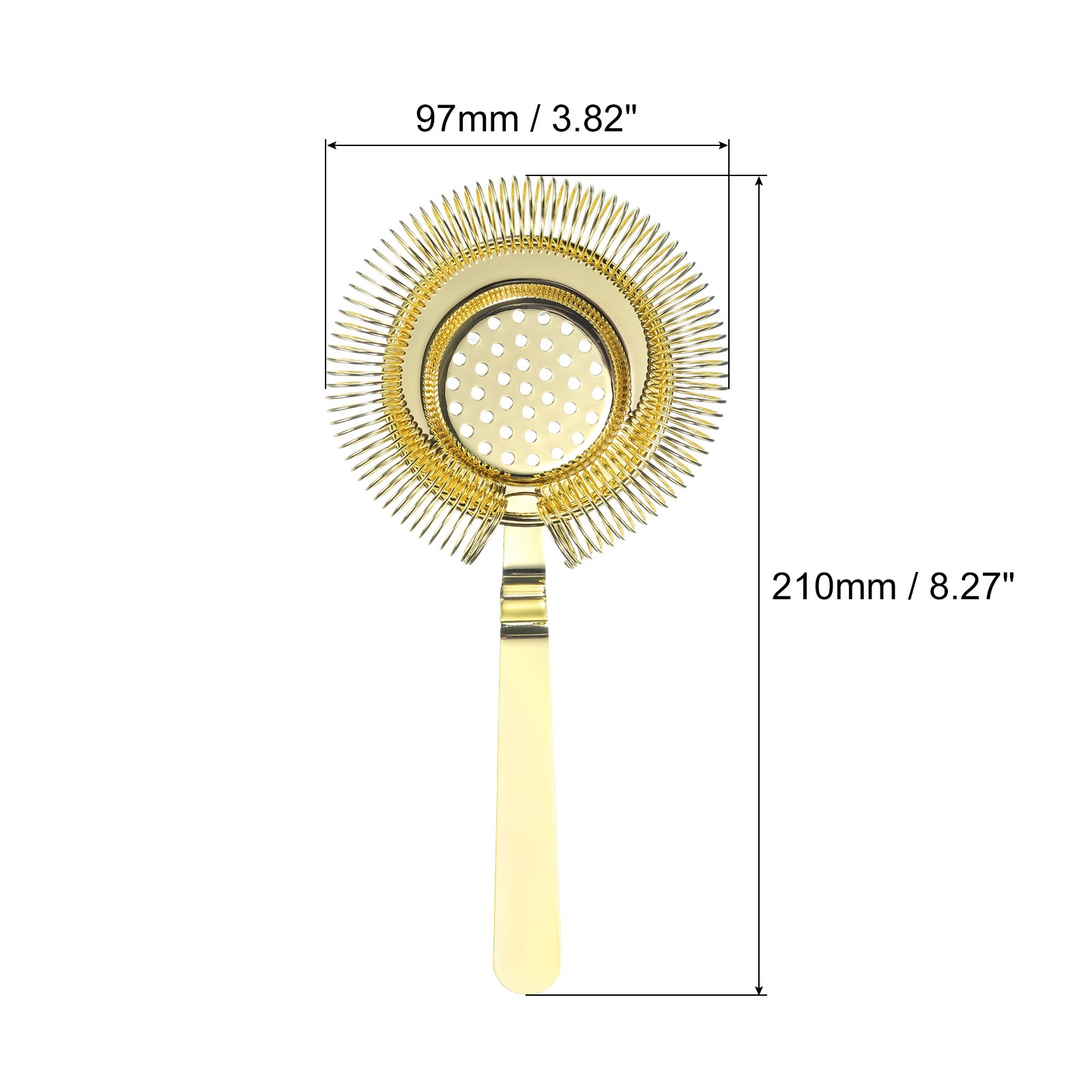Cocktail Strainer, 1pcs Stainless Steel Bar Strainer for Drinks (Gold, 210mm)