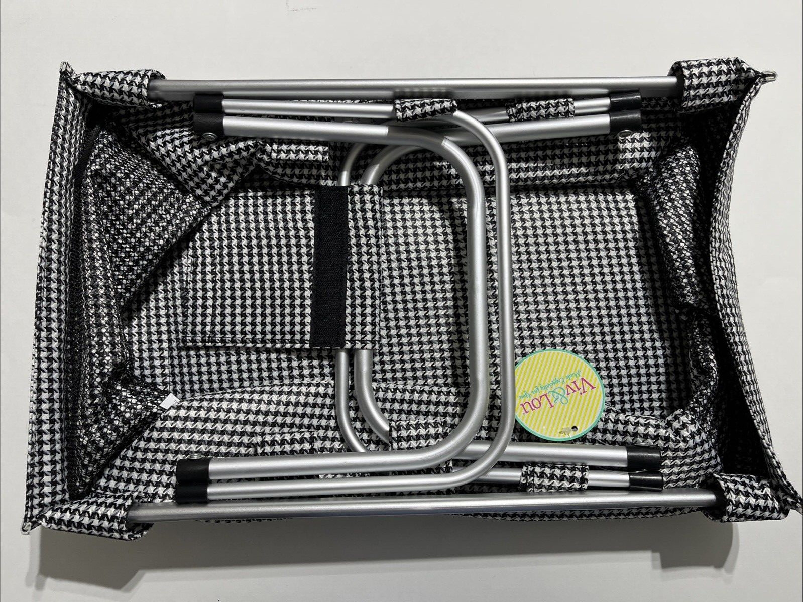 Viv and Lou Houndstooth Market Tote with Durable Removable Aluminum Frame NEW