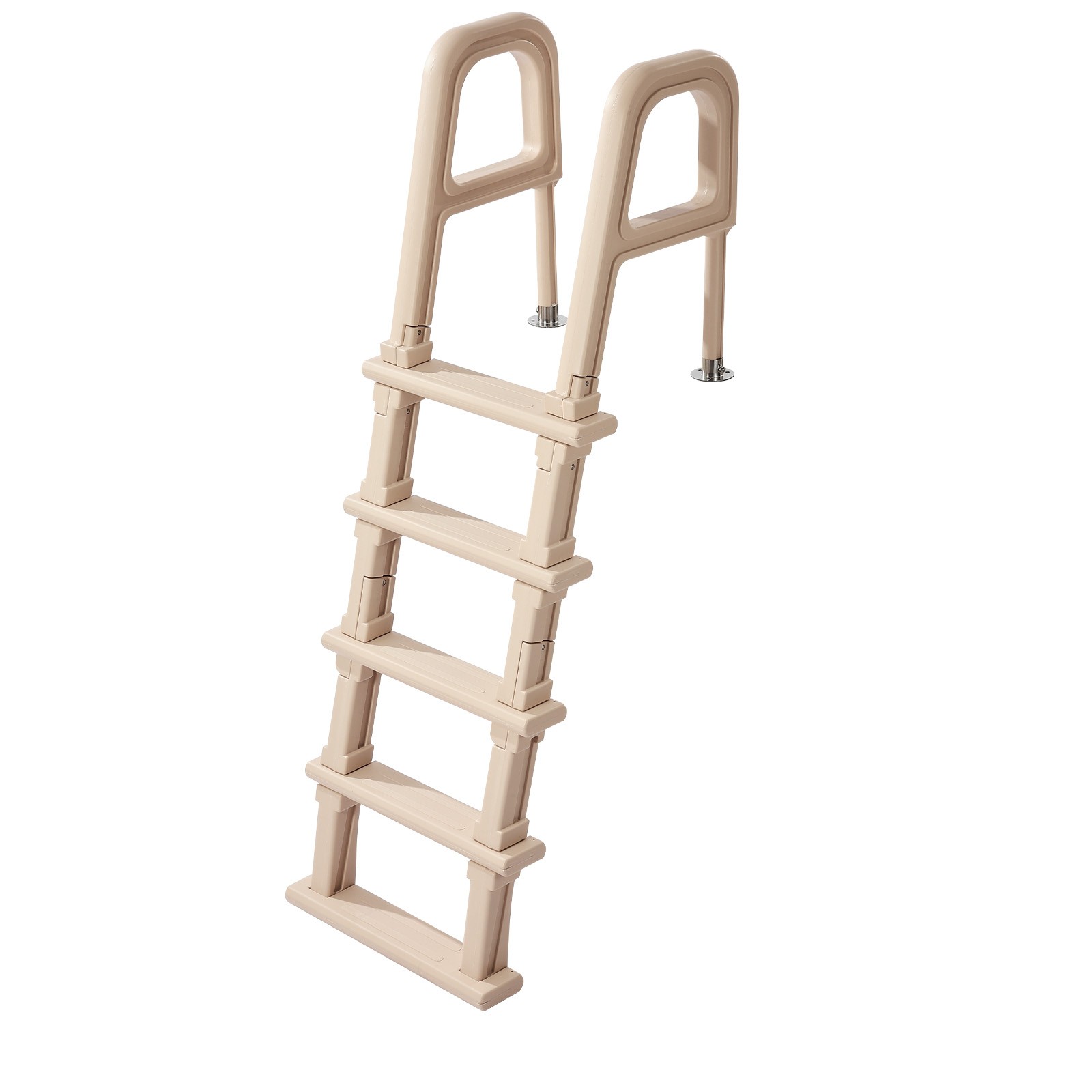 Uimoso Pool Ladder with Angled 5 Steps, Dual Handrails, 48-54in, 300lbs, Taupe