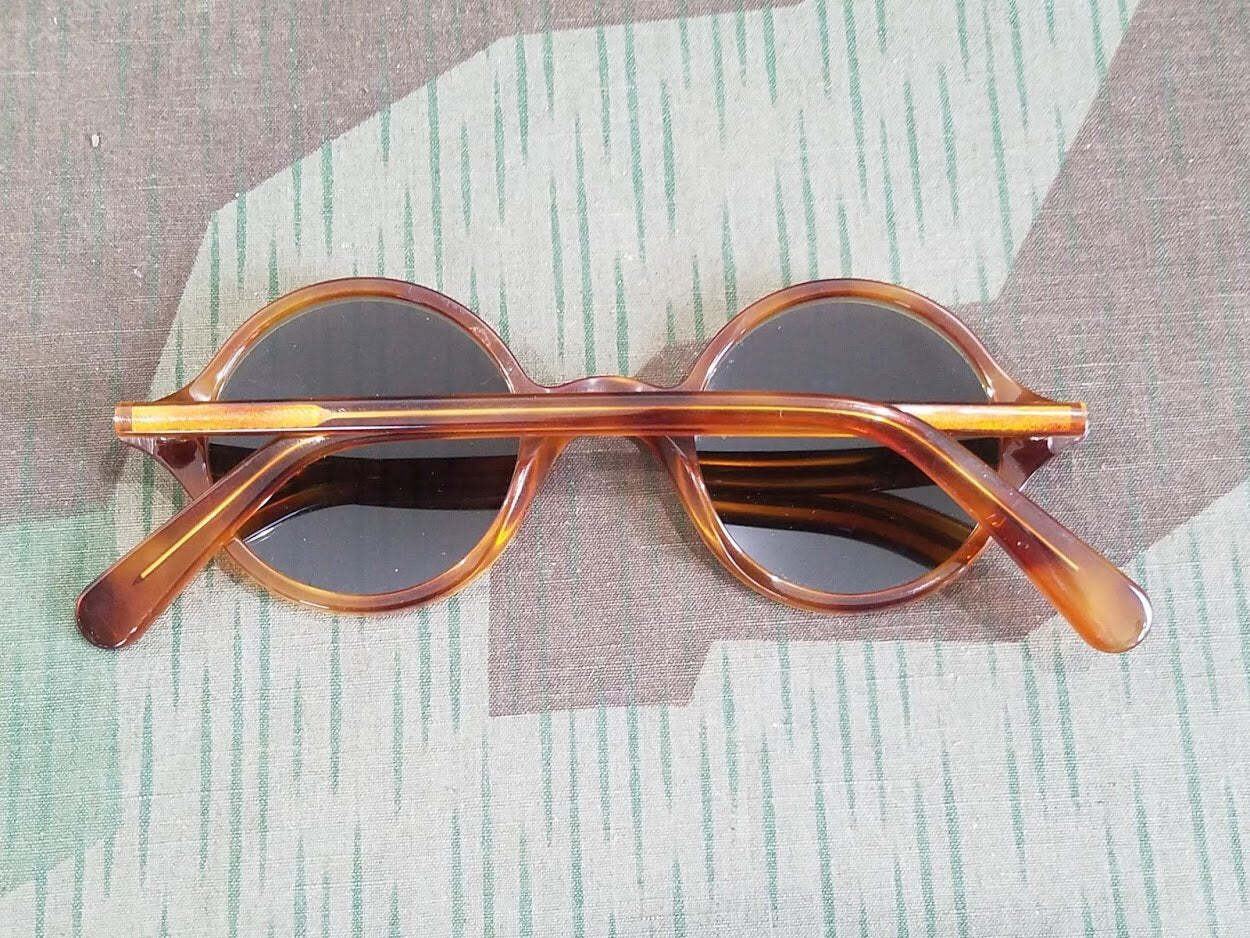 Repro WWII German Tortoise Shell Round MG Blendschutzbrille Sunglasses 1940s Vtg