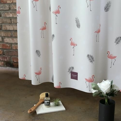 Quick-Dry Lightweight Shower Curtain – Made in 71"W x 74"L (Pack of 1) Flamingo