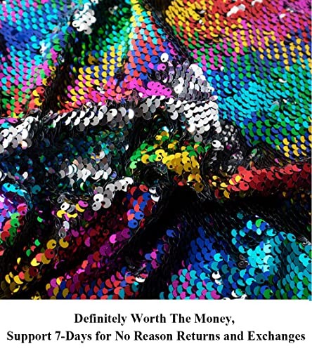 Sequin Fabric Mermaid Fabrics 3 Feet 5mm Glitter 1yard Rainbow to Silver