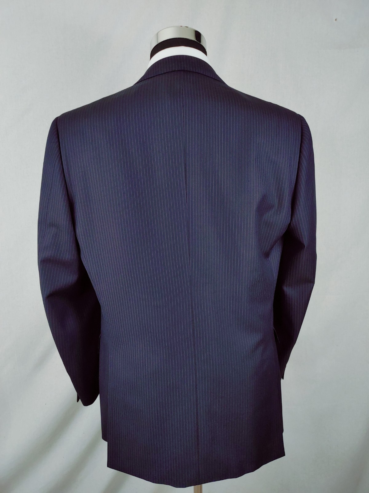 Ermenegildo Zegna Suit Jacket 42/44R Navy Blue Wool Pinstripe Italy Working Cuff