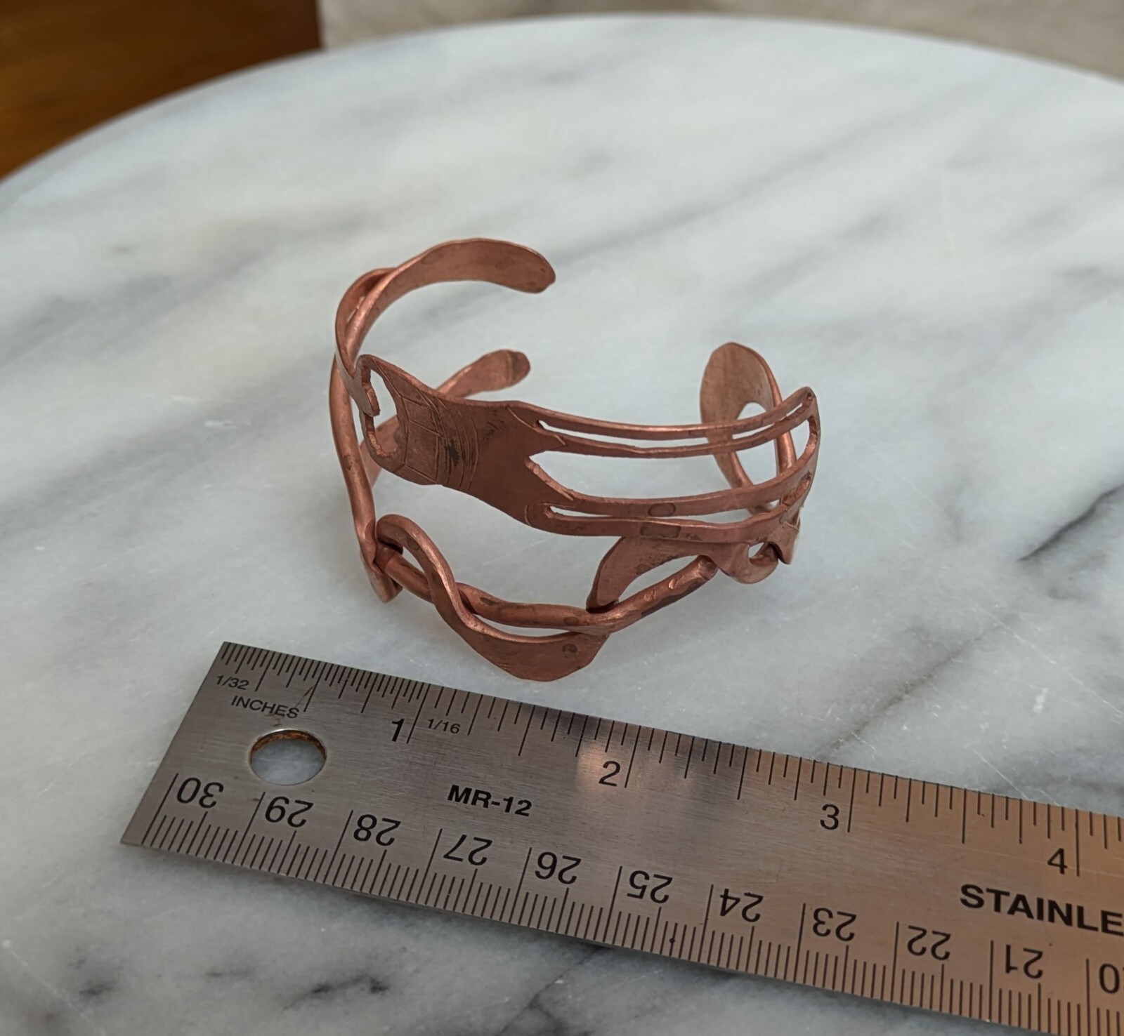 artisan, hand-crafted Copper bracelet unique screwdriver design, one of a kind