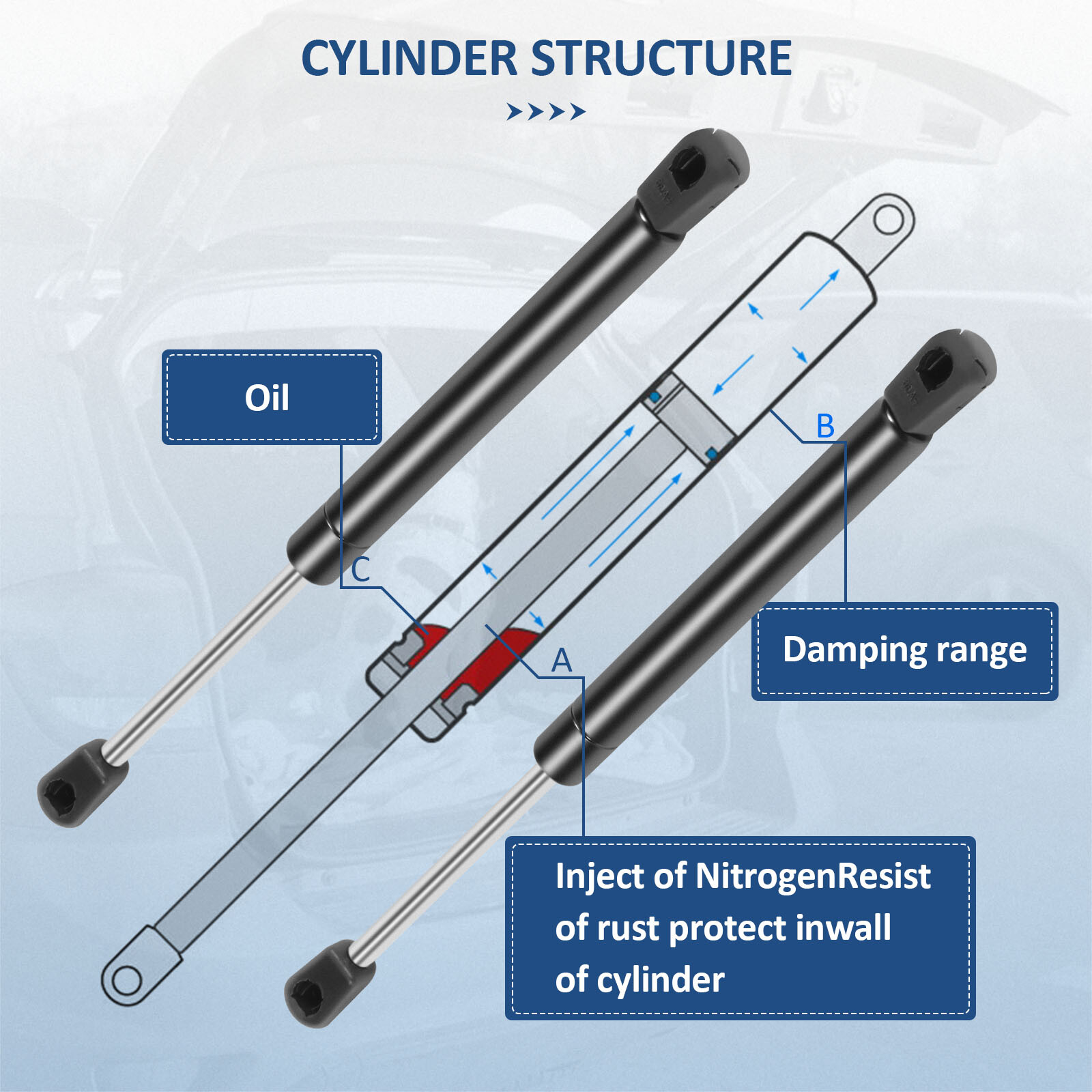 For 2008-2018 Dodge Challenger 2 Pcs Trunk Gas Spring Lift Support Struts Shocks