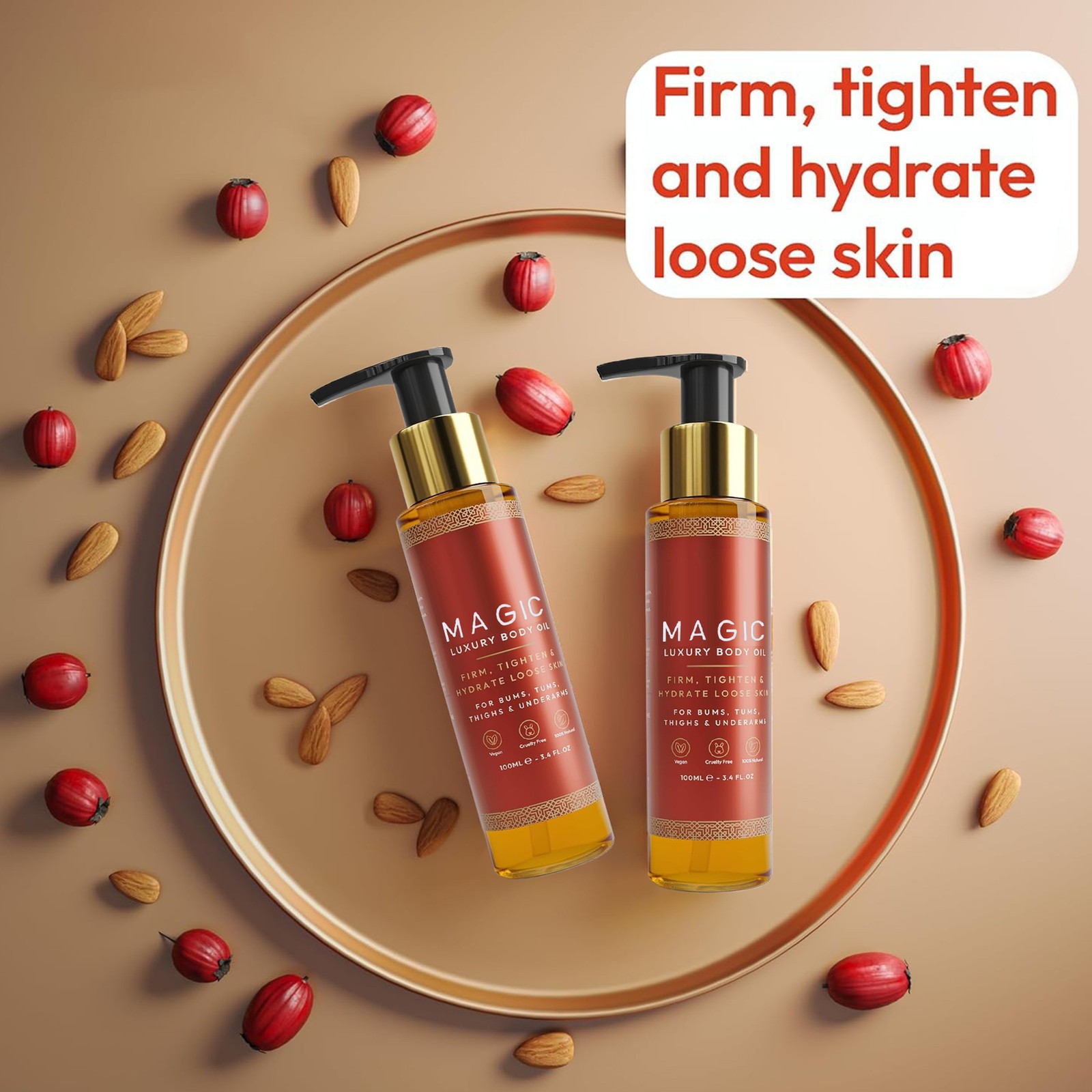 (2 PACK)BESQUE Magic Luxury Body Oil – Firms & Hydrates Skin 100% Natural 100ml