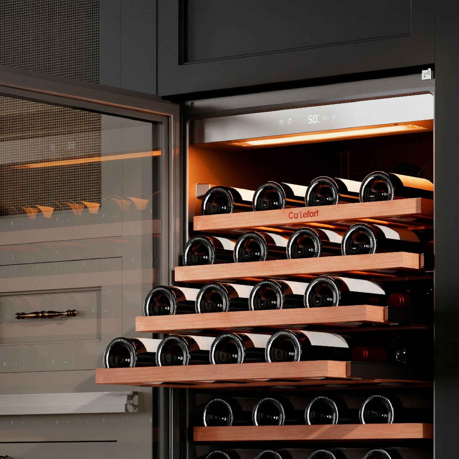 Ca'Lefort Wine Cooler Refrigerator 90 Bottles 40-65°F Left-Hinged Bar/Restaurant