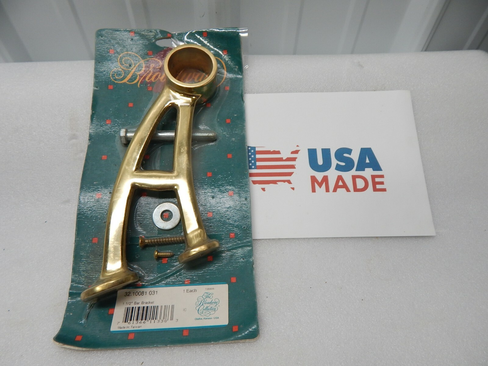 Bar Mount Foot Rail Bracket - Polished Brass - Fits 1.5" OD Tubing wall floor