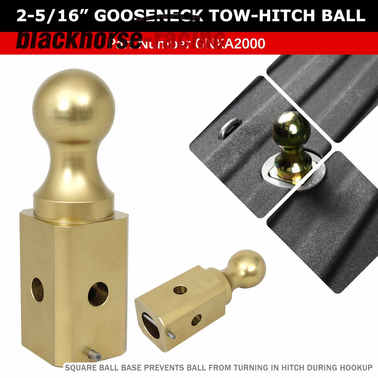 GNXA2000 Gooseneck Ball Hitch Turn Over Ball 2-5/16” fits B&W Trailer Hitches