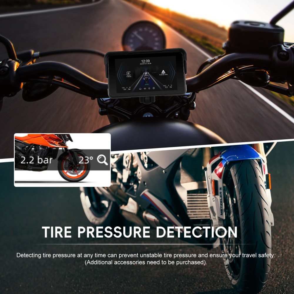 5" Apple CarPlay Android Auto Portable Screen Waterproof Navigator Motorcycle