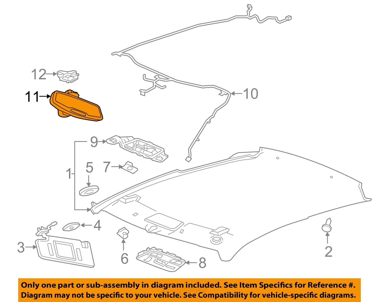 2014-2019 CORVETTE C7 TILT INSIDE REAR VIEW MIRROR NEW GM # 23408299