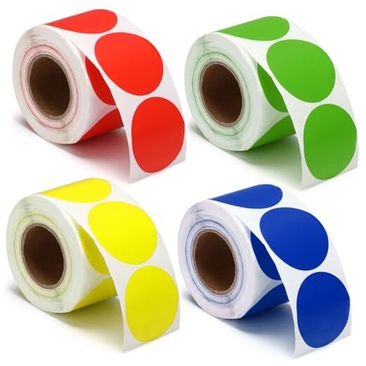 Pieces 2 Inch Color Coding Label Sticker 4 Assorted Colors Adhesive 2000