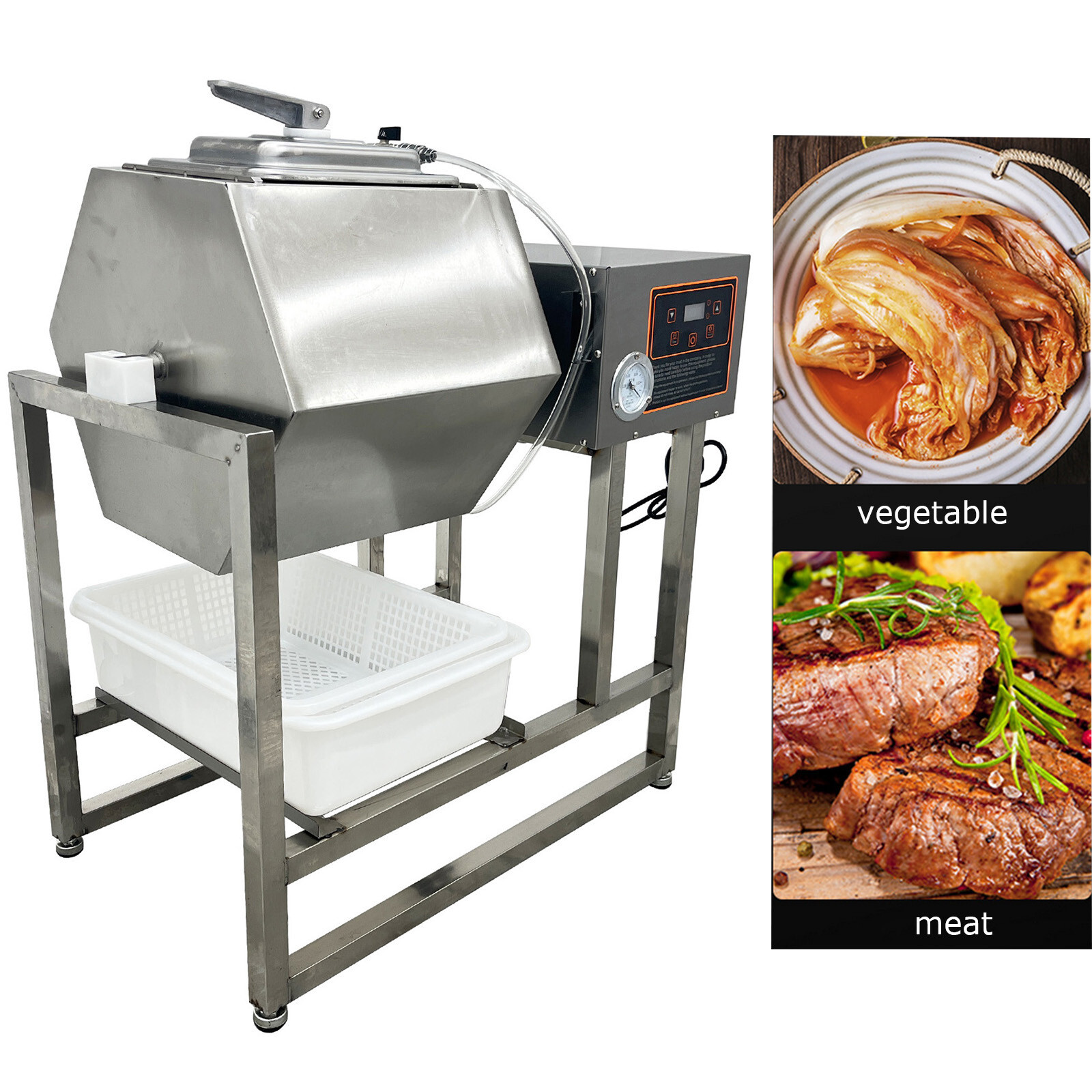 110V 45L Vacuum Pump Meat Vegetable Tumbler Marinator Pickling Machine 350W