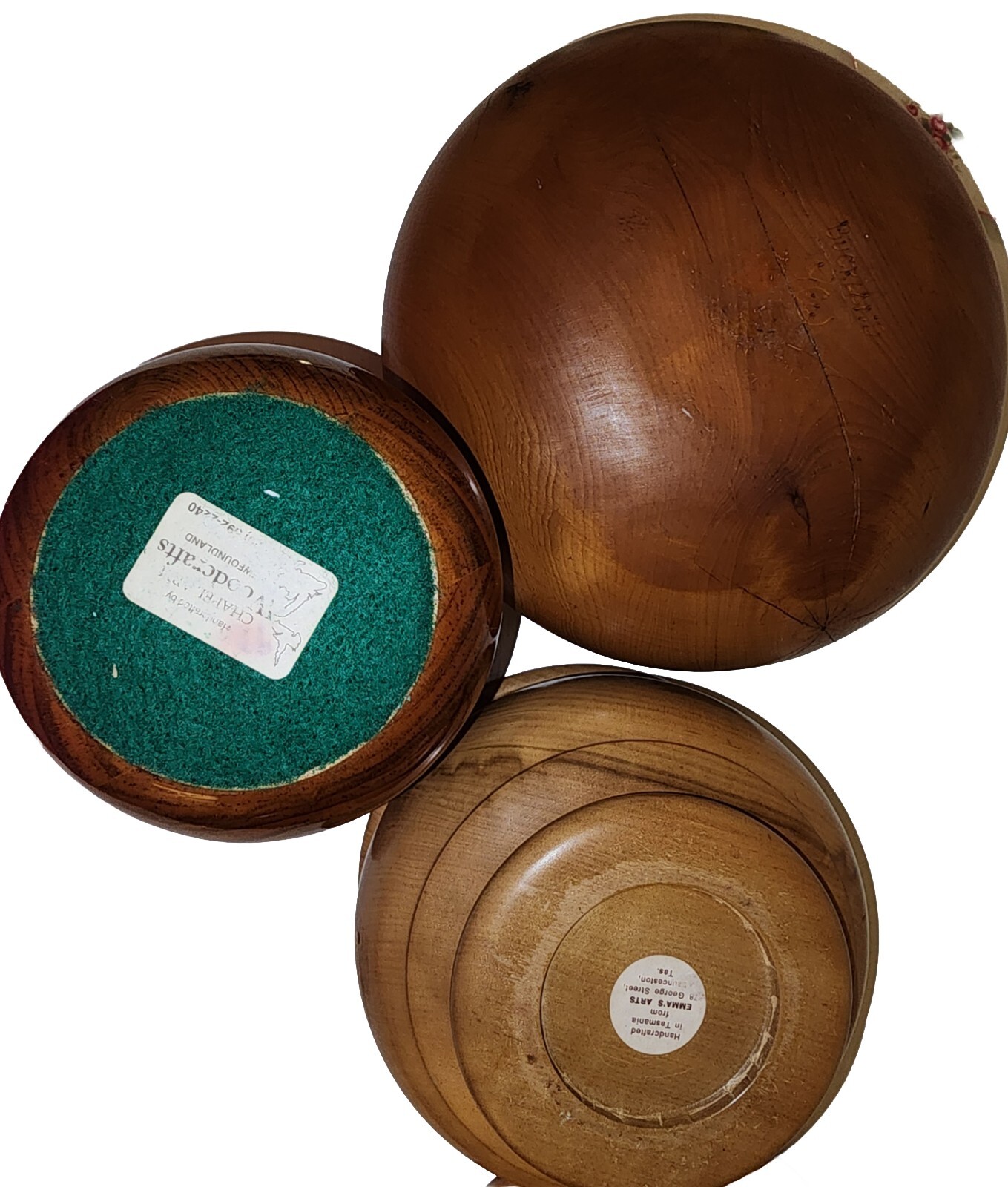 Beautiful Vintage MCM Wooden Vase And Bowls. (Set Of 3)