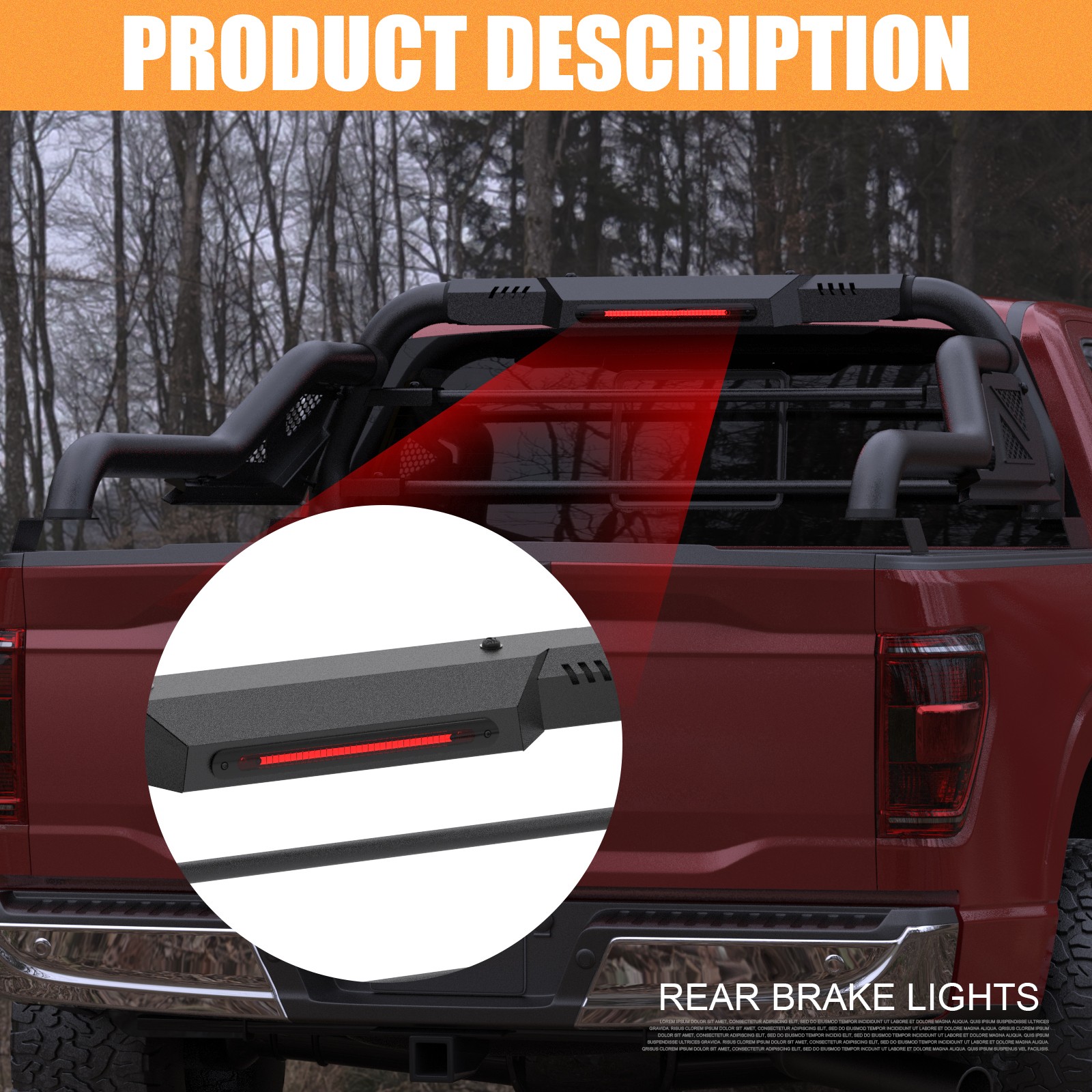 Adjustable Truck Roll Sport Bar Rack Bed Bar Black For Toyota Tacoma 2005-2025