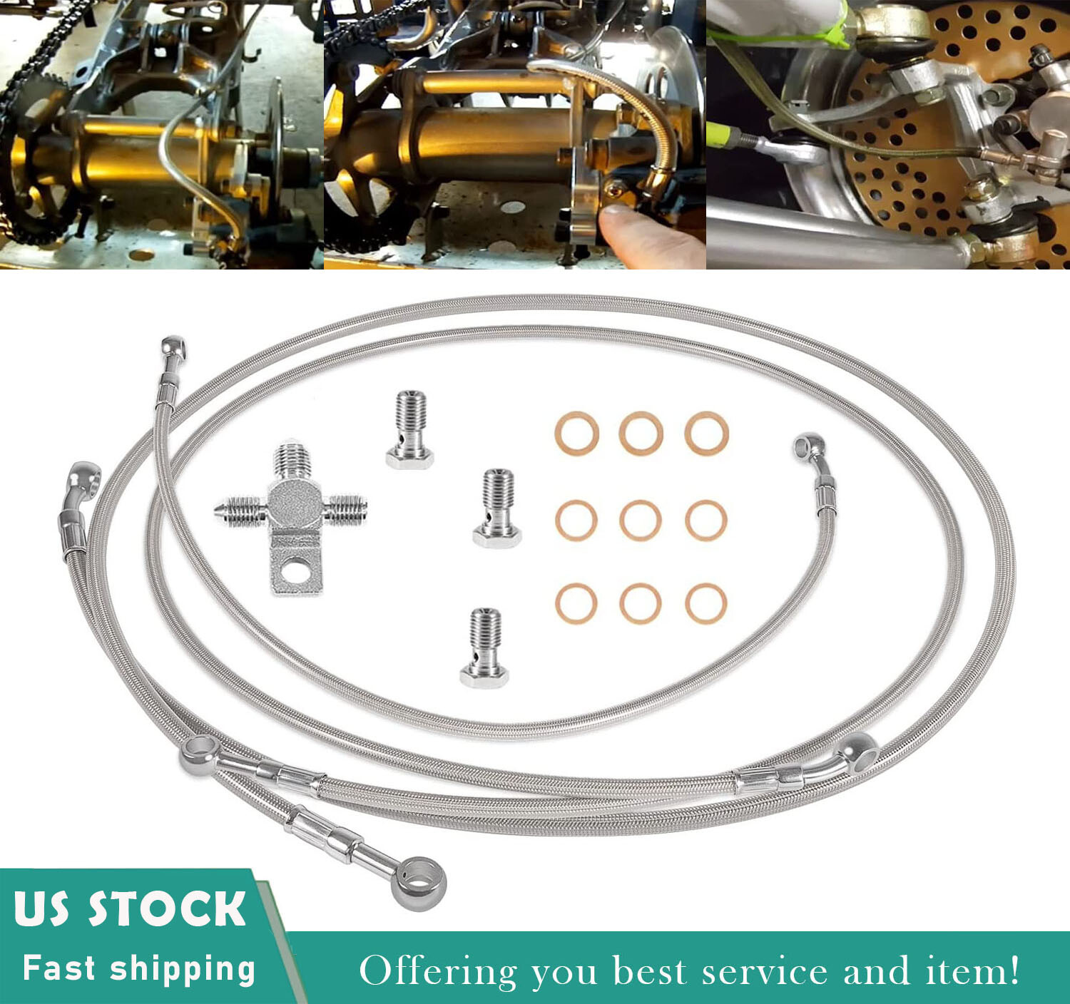 Front Stainless Steel Braided Brake Line kit For Yamaha Banshee 350 1987-2015