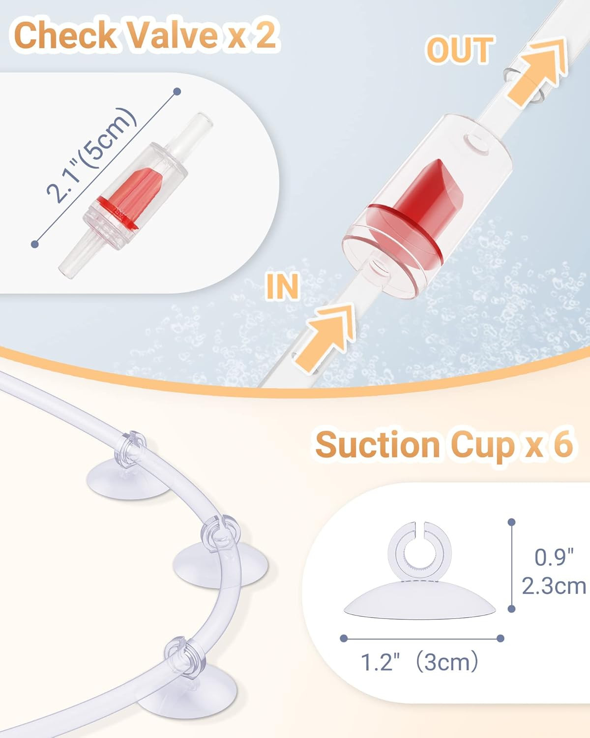 Aquarium Air Pump Accessories Kit with Standard Tubing, Air Stones, Check Valves