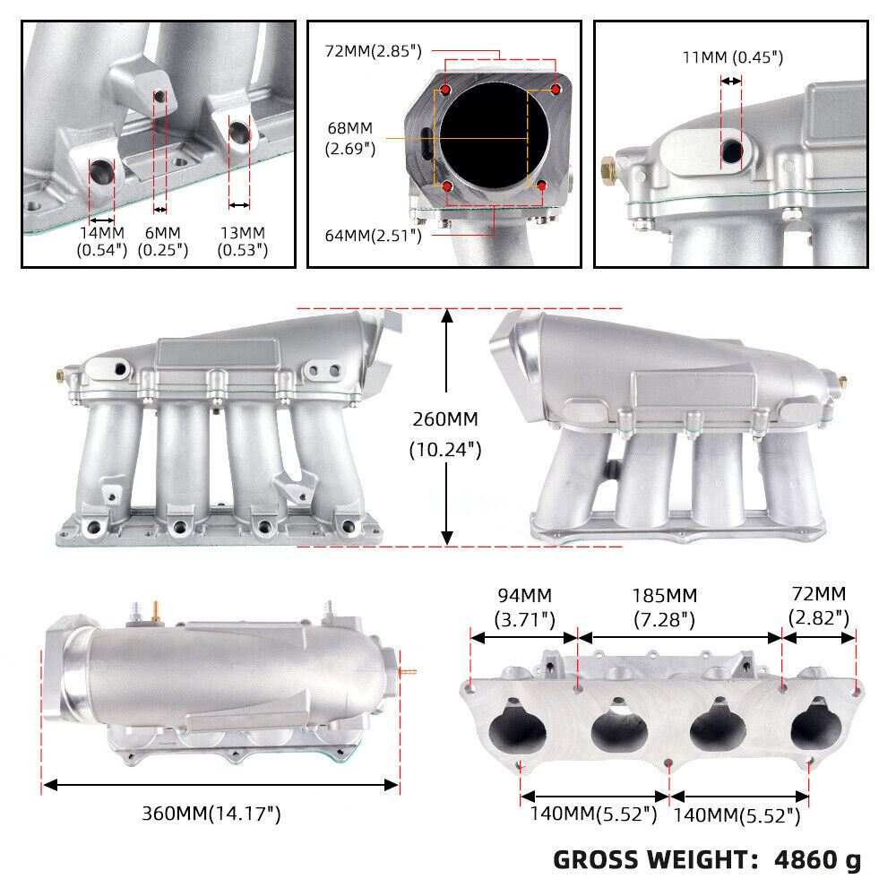 Ultra Street Intake Manifold for Honda K-Series K20A K20A2 K20Z1 K24A1 - Silver