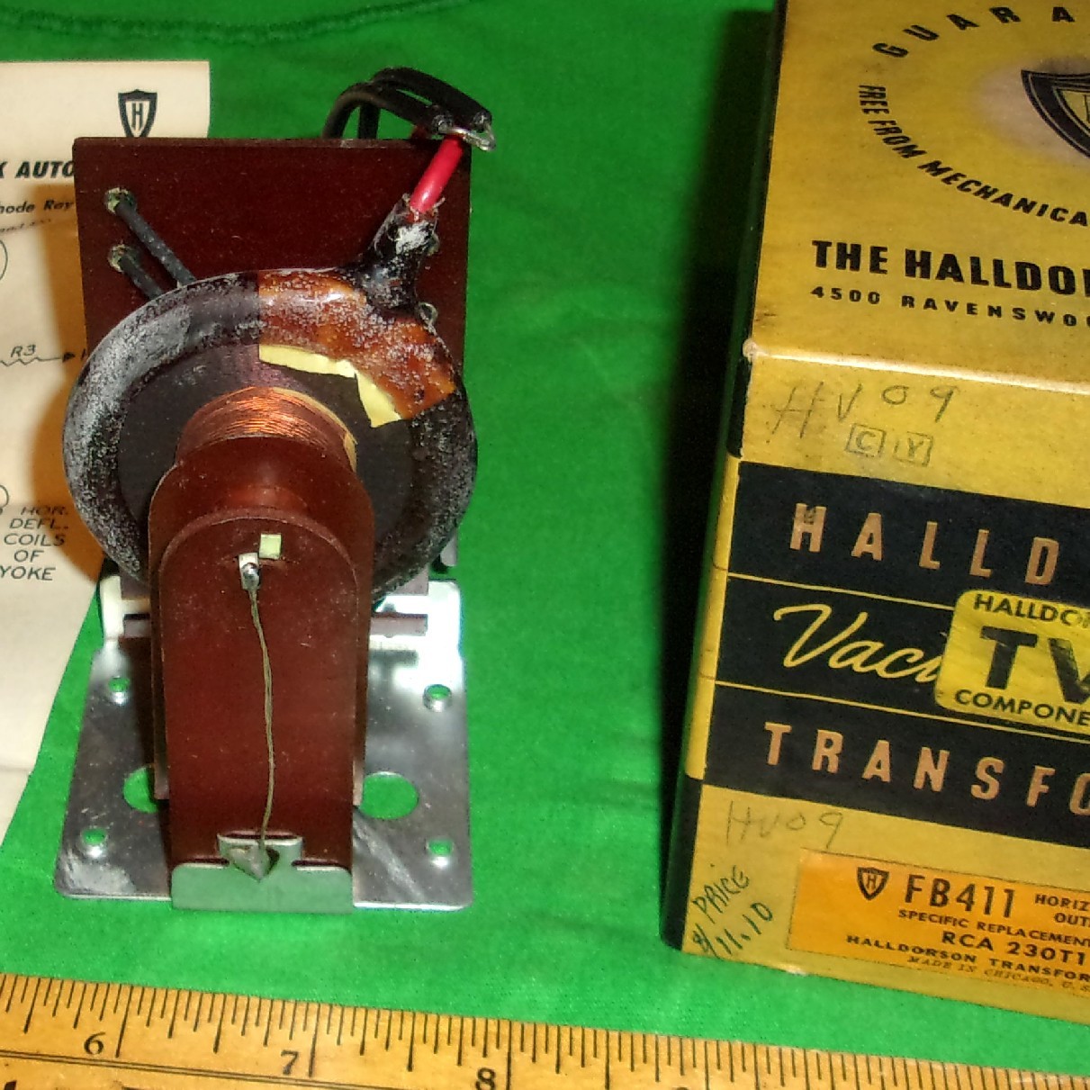 Halldorson FB411 Horizontal Sweep/HV Flyback Autoformer NOS Clean1 Orig. Carton!