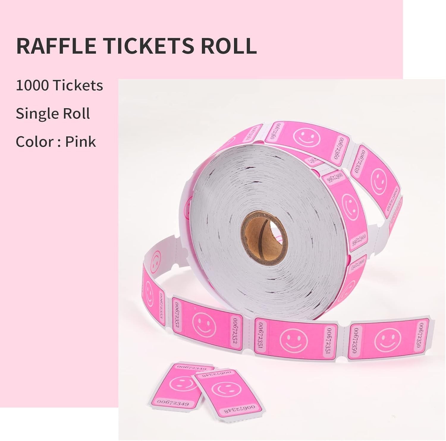 Smiley Face Raffle Tickets - 1000 Pink Perforated Tickets for All Your Events