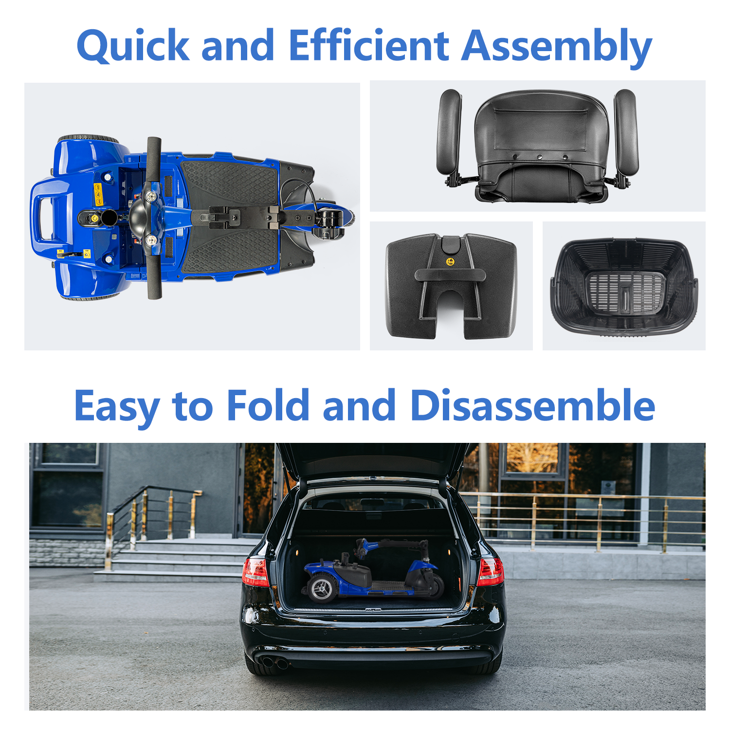 3 Wheel Mobility Scooter Electric Powered Mobile Folding Wheelchair Adult