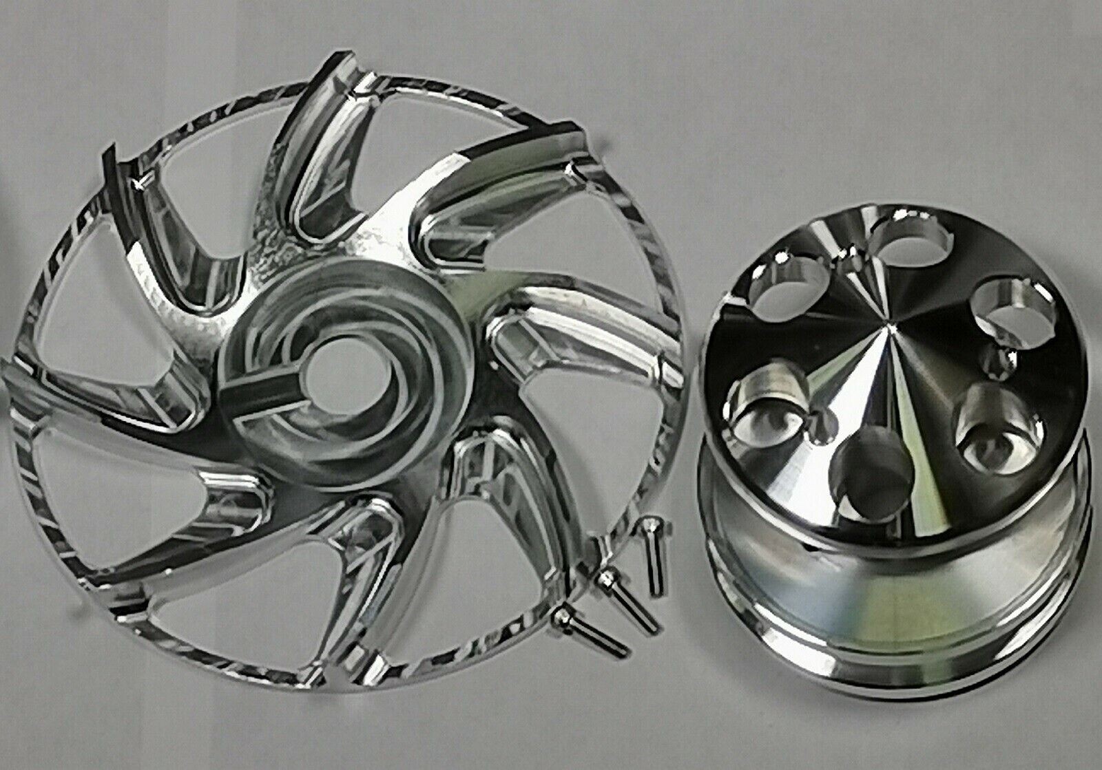 SBC V-Belt Pulley Kit Power Steering 283-400 Chevy Small Block LWP High Mount