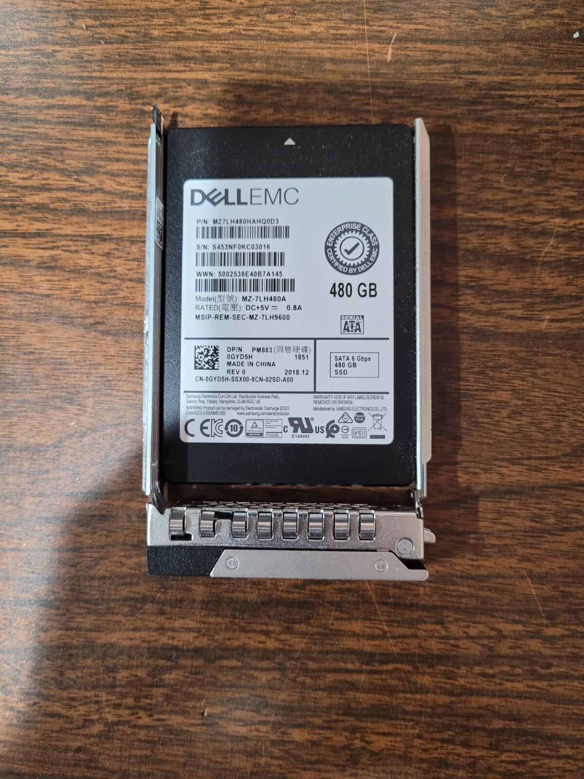 Dell Enterprise GYD5H / Samsung MZ7LH480HAHQ0D3 SFF 480GB SSD 6Gb/s SATA RI SSD