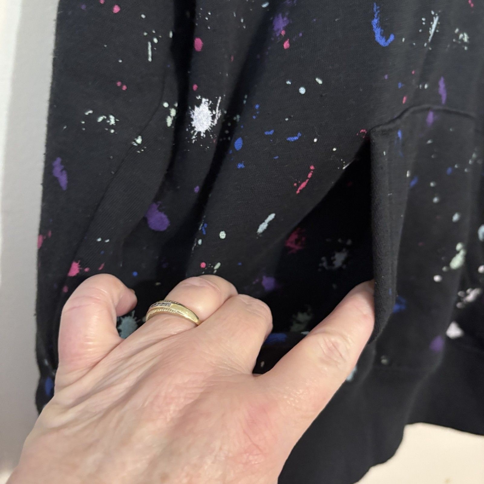 Champion Jogger Set Yth Sm Black paint splatter Kangaroo pocket drawstring pant