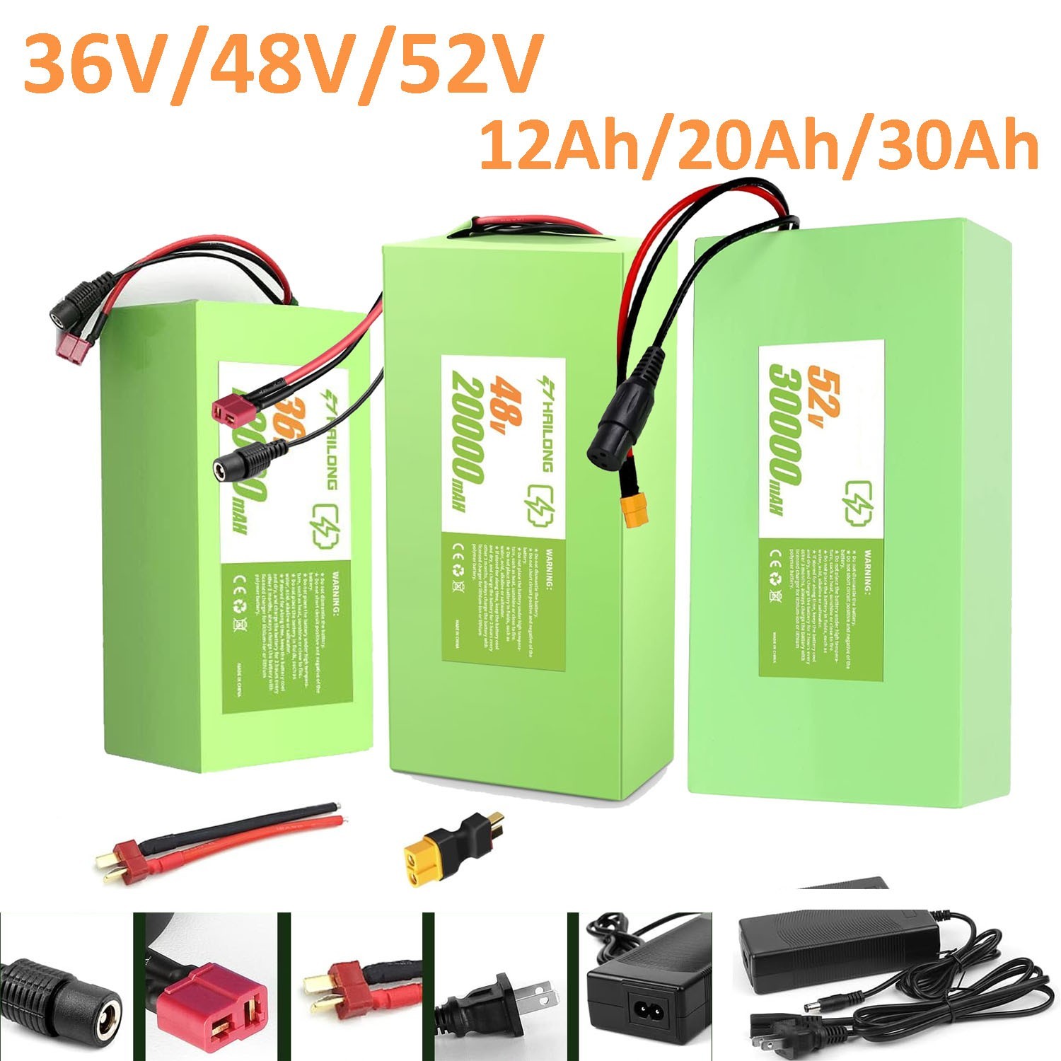 36V 48V 52V 12AH/20AH/30AH Battery for 200W-2000W Ebike Electric Bicycle Bike