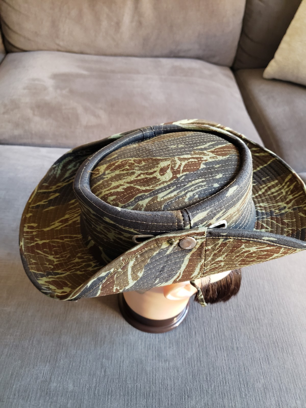 RARE! Vintage Vietnam War Era Nakhon Phanom Thailand Tiger Camo Boonie Bush Hat