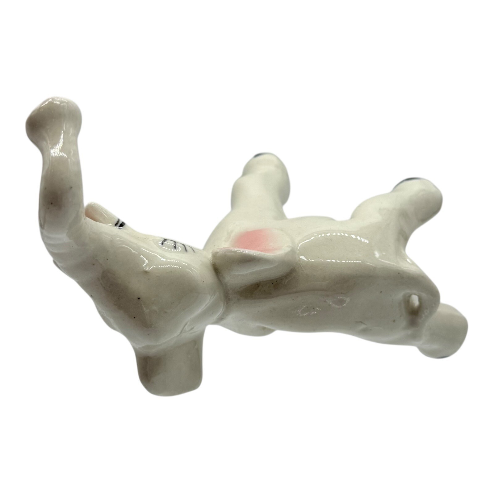 Vintage Elephant Figurine Trunk Up Good Luck Decor Ceramic Animal Statue