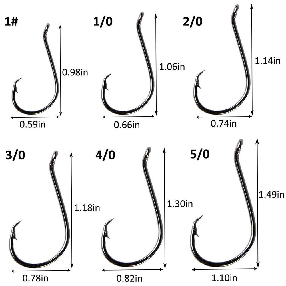 100pcs Circle Fishing Hooks 1# 1/0 5/0 Ultra Sharp Carbon Steel Octopus Offset