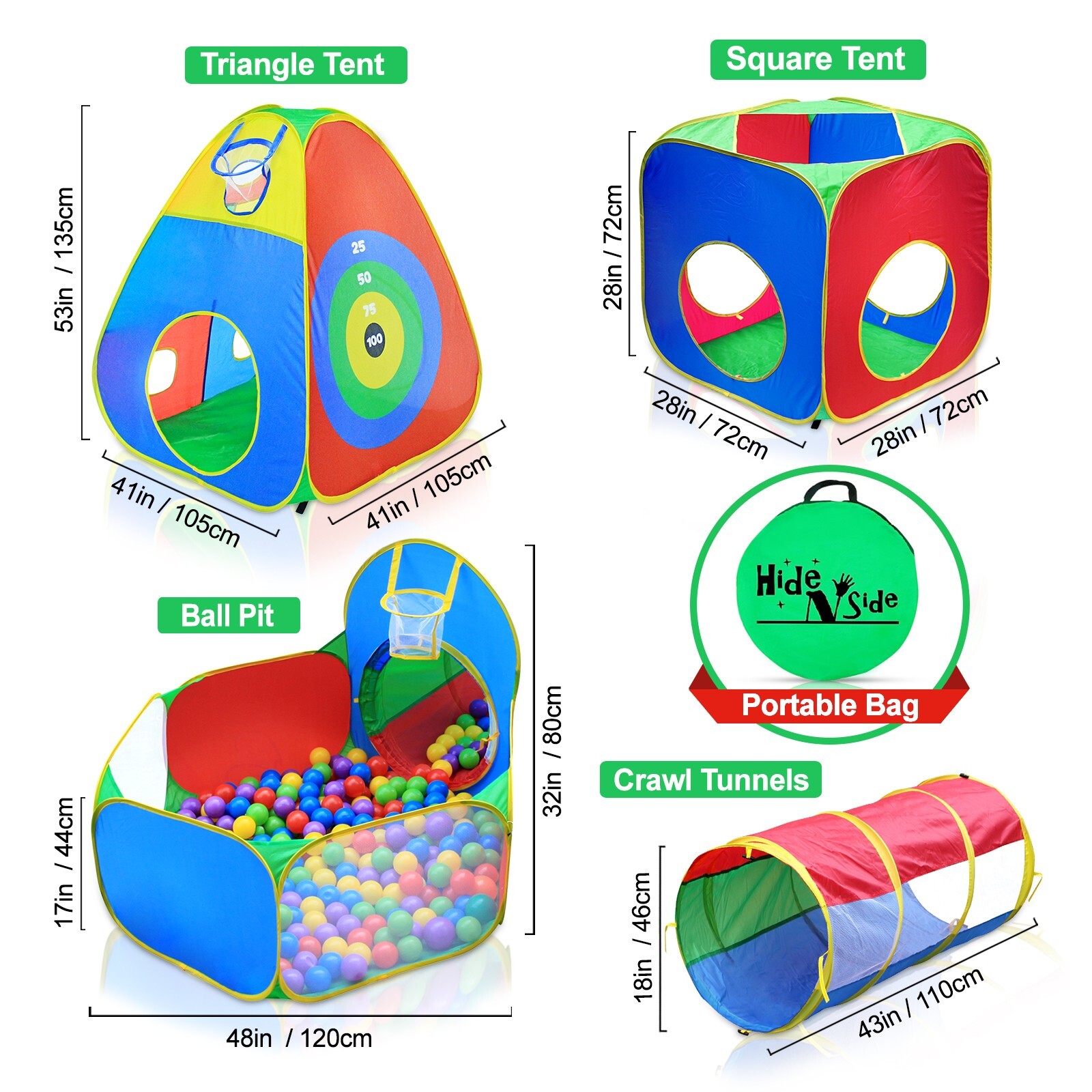 Coolest Kids Activity Center Play Tent & Tunnels Basketball Set Toy w/ Dart Wall