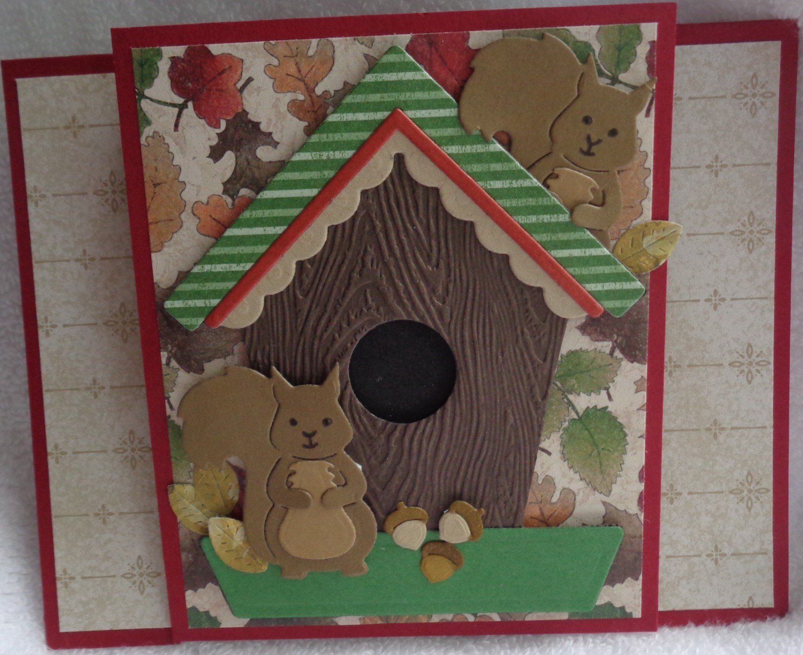 Stampin Up! Card Kit Birdhouse SQUIRREL Autumn Leaves Fun Fold THINKING OF YOU