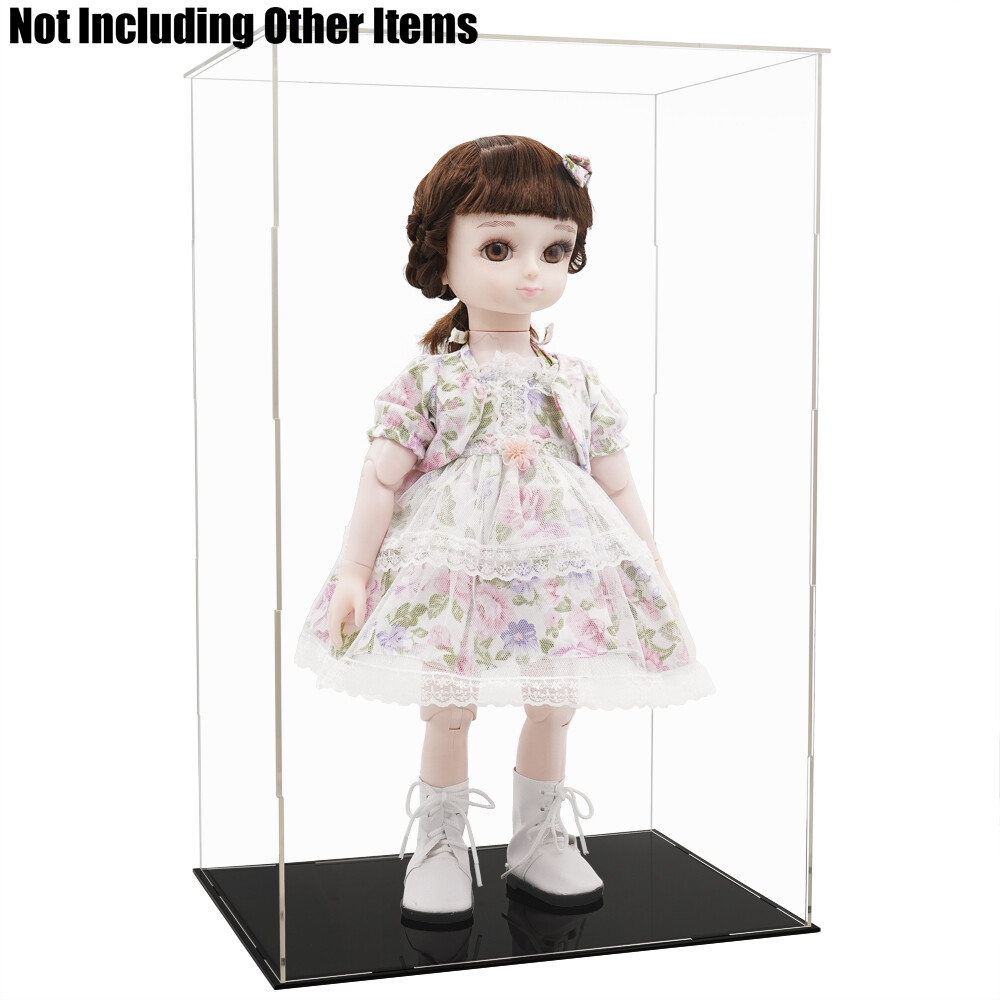 Large Display Case Acrylic Box High Clear Glass for 20'' Tall Dolls Collectibles