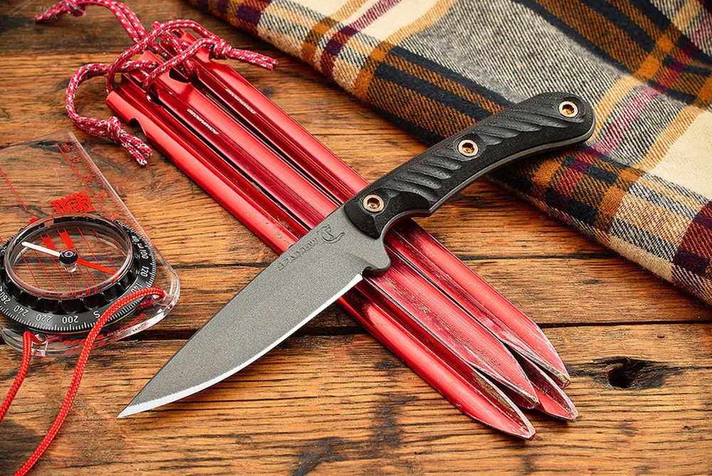 RMJ Tactical Sparrow Fixed Blade Knife Tungsten Cerakote Blade w/ Sheath