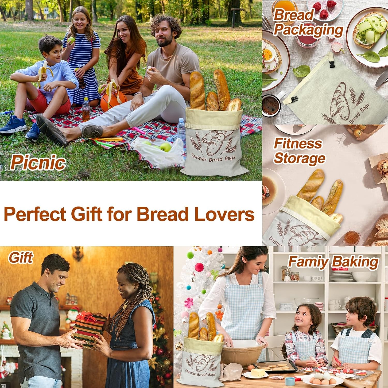 2 Pack Sourdough Beeswax Bread Bags for Homemade Bread Storage with Lining, Cott