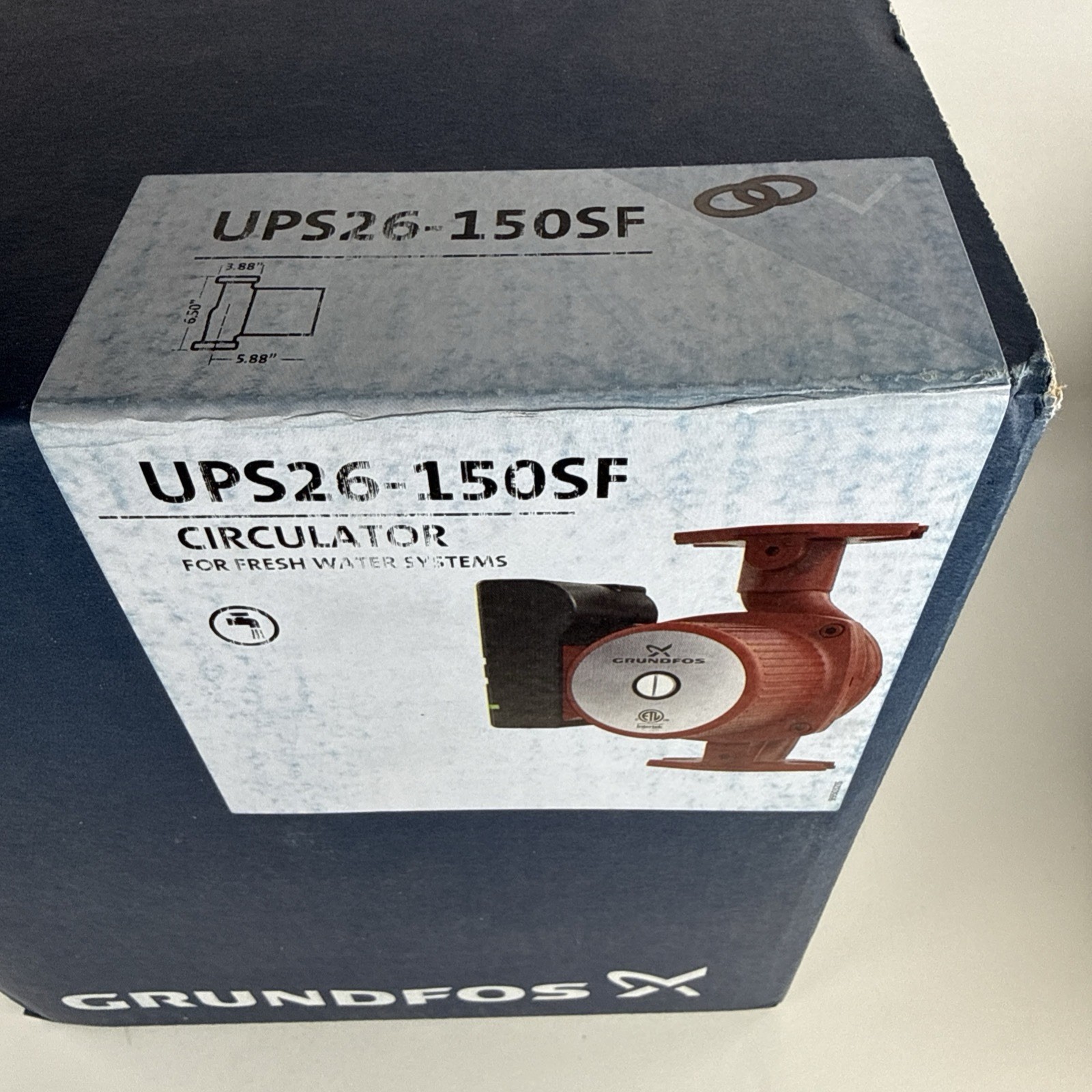 New GRUNDFOS, 95906632, UPS26-150SF, 3-Speed, Stainless Steel, Circulator Pump