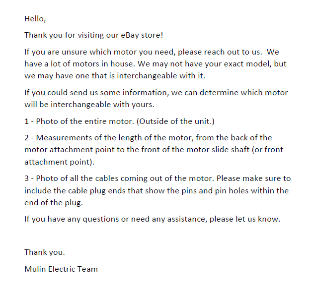 Mulin Electric Motor Actuator - ML18-022 Power Recliner Motor