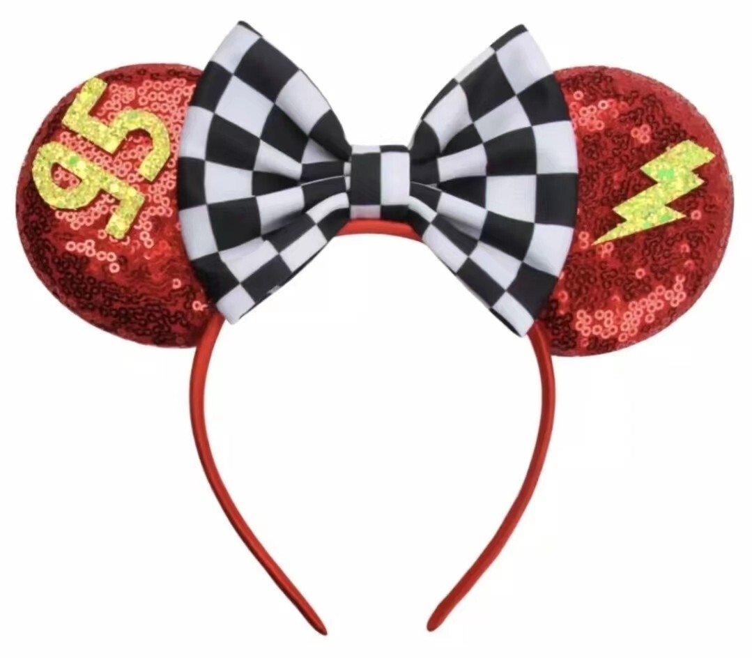 Cars Minnie Nouse Ears ,Disney Ears, Lighting McQueen Mickey Ears . Handmade