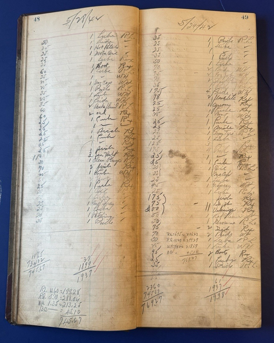 Antique 16" General Country Store Hand Written 1942 Ledger Counter Book, WV