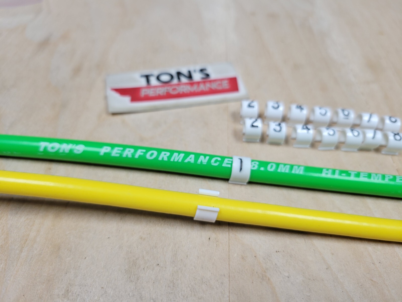 7-8mm Spark Plug Wire Marker Clip-On White Nylon Clips Black Number 2 set